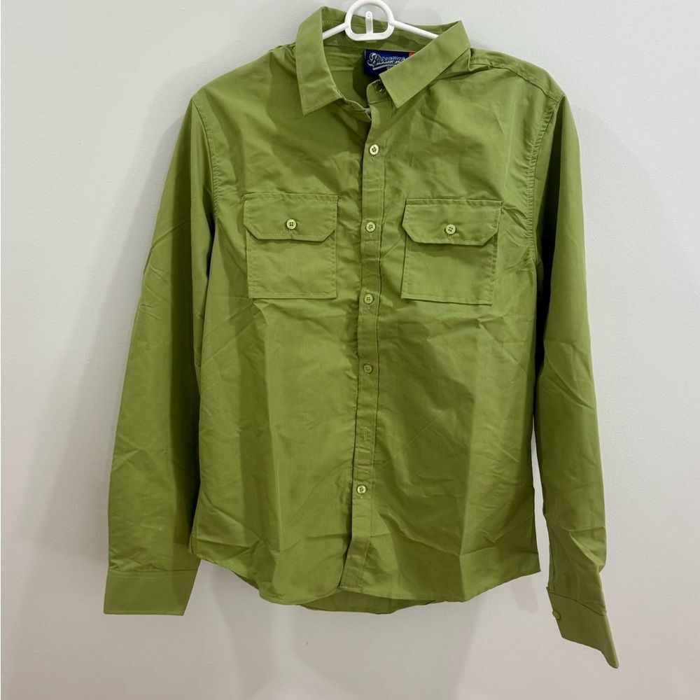 Brooklyn’s Best men’s olive green casual button down shirt size medium NWT